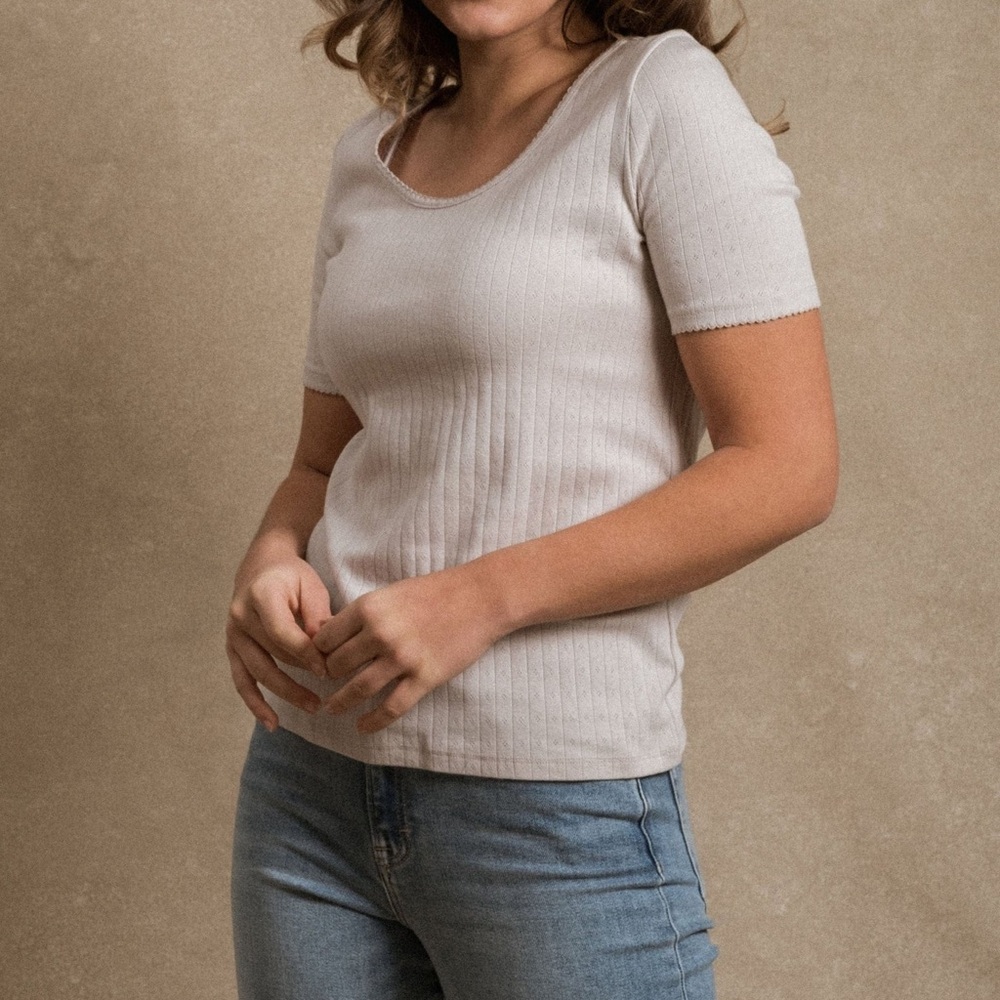 NWT Neuflora Mallory Pointelle Shirt M